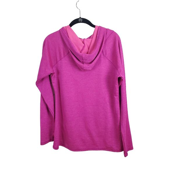 New Balance Dry Sweatshirt L Womens Thumb Holes Hooded Long Sleeve Barbie Core - Picture 2 of 5